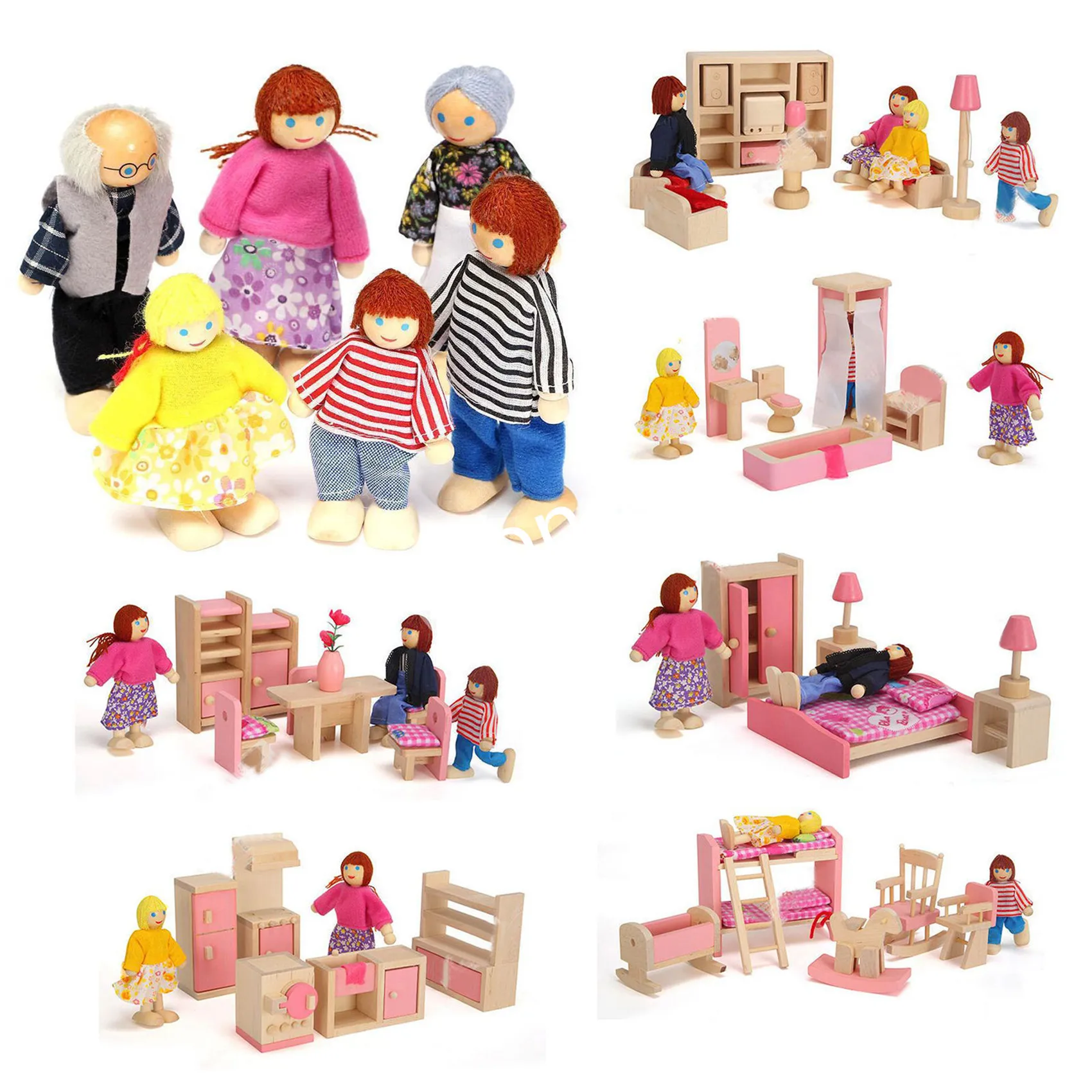 DIY Wooden Miniature Furniture Set Sturdy Durable Use Exquisite Workmanship Mini House Bedroom Decor Kids Gift