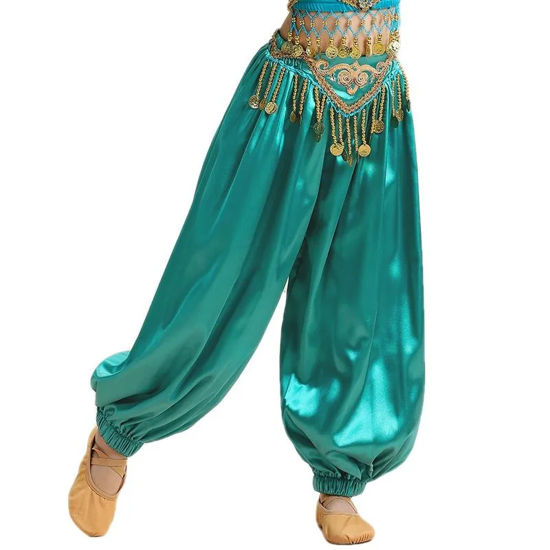Kids Arabian Princess Belly Dance Pants Girl Festival Sari Bollywood Jasmine Cosplay Halloween Costume Dancewear Fancy Trousers