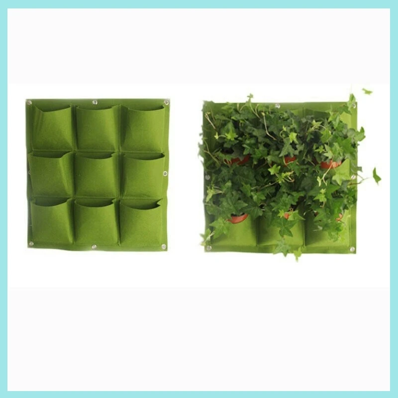 9 Pockets Vertical Wall Hanging Planting Bags Garden Planter Non-woven Fabrics Pockets Grow Bags Flowerpot Balcony Decoration B2