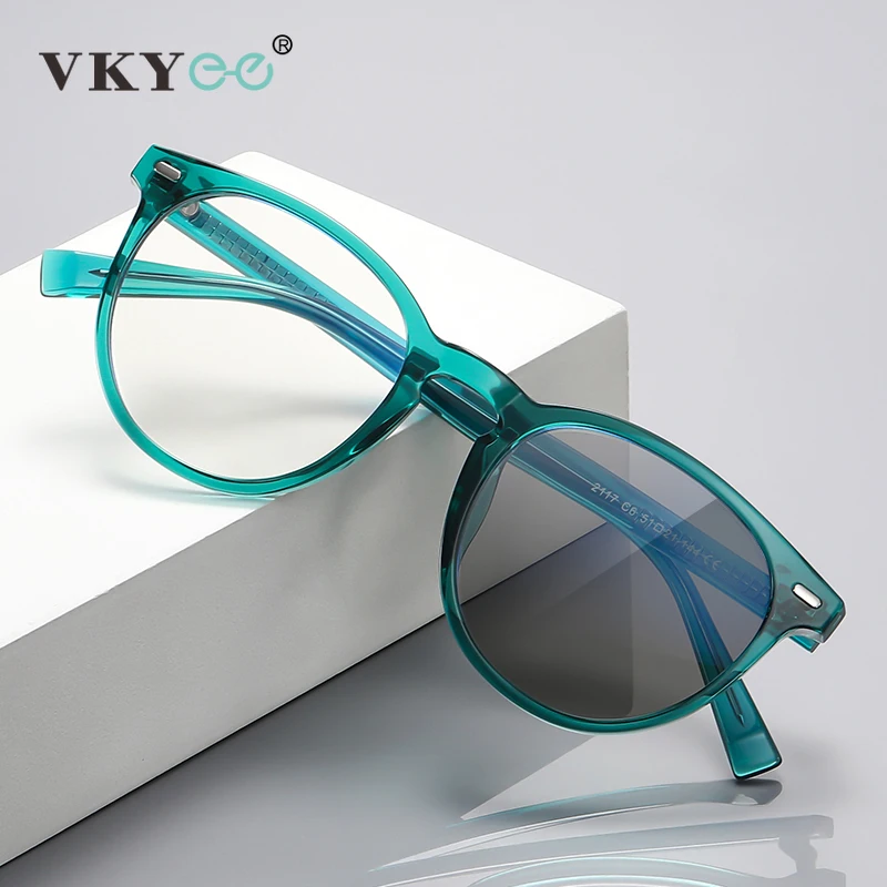 VKYEE Round Small Frame Simple Fashion Design Women's Anti-blue Light Glasses Customizable Prescription Photochromic Glasses