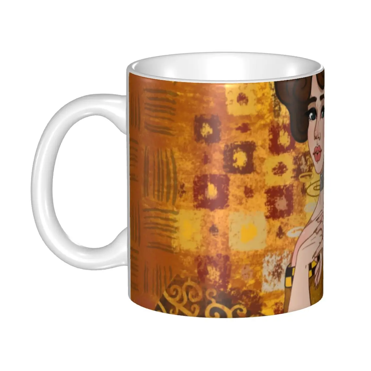 Personalized Gustav Klimt Style Portrait Coffee Mugs DIY Symbolism Art Ceramic Tea Milk Cup Outdoor Work Camping Cups