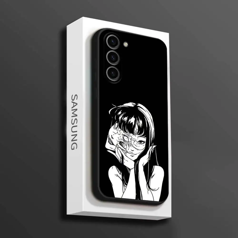 การ์ตูนเจ-จุนจิ อิโตะ ที-โทมิเคสโทรศัพท์สำหรับซัมซุงกาแล็คซี่ A 73,72,51,53,52,71,22,5G,หมายเหตุ,J7,8,9 ปกนุ่มสีดำ