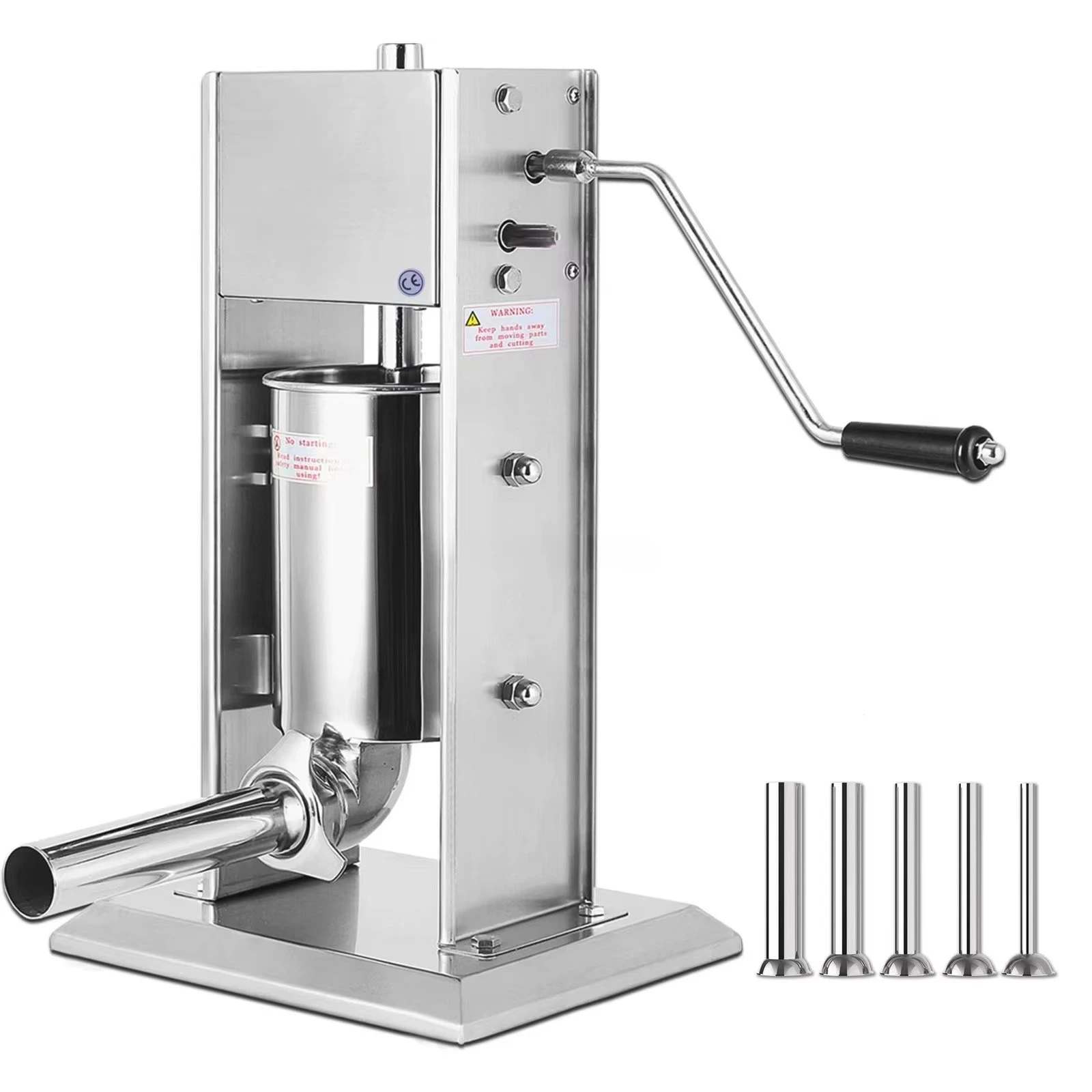 

WeWork 3/5/7/10/15L Manual Sausage Stuffer Two Speed With 5 Stuffing Tubes Vertical Stainless Steel Sausage Filler