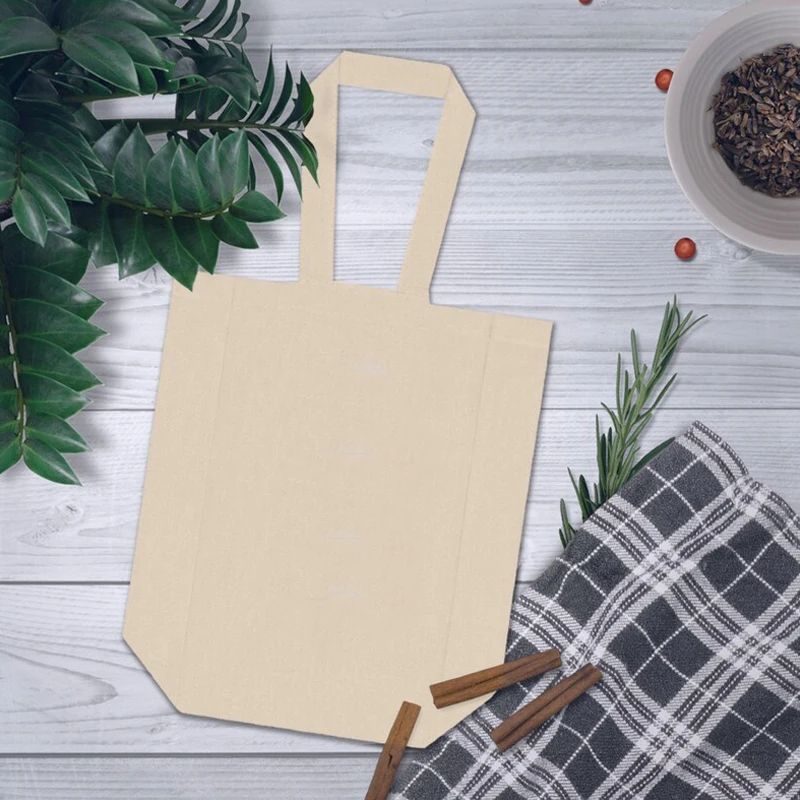 Imagem -05 - Único Canvas Wine Bolsa com Alça em Branco Reutilizável Lavável Wine Carrier Tote Duas Garrafas Presente Planície 100 Pcs