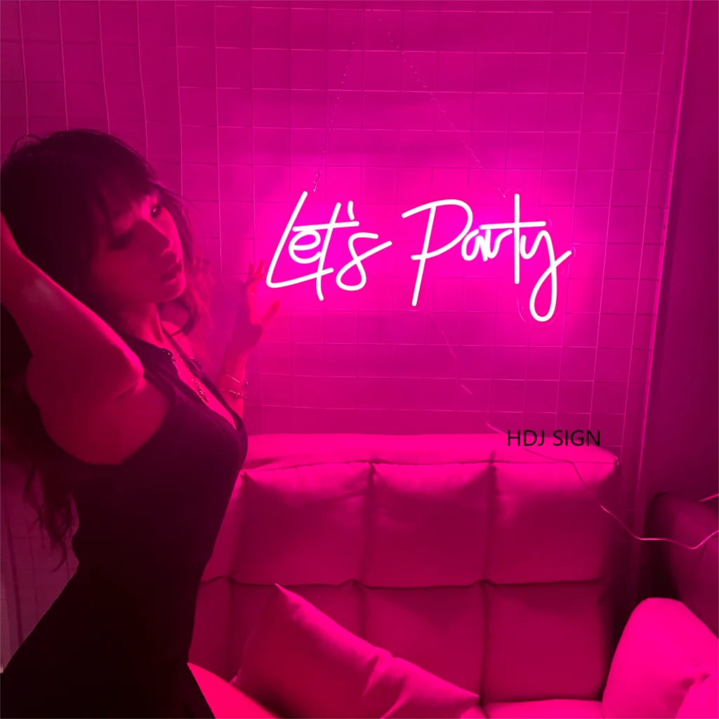 Let\'s party Neon Sign 47x23cm Custom Neon Led Light Signs For Birthday Party Wedding Decoration Bar Home Room Wall Decor