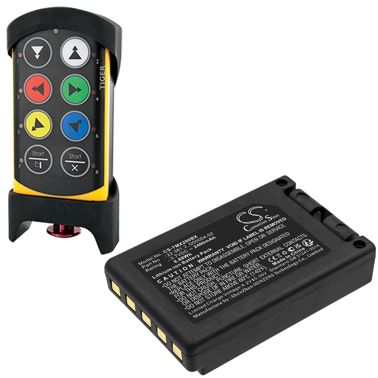 CS Replacement Battery For Teleradio TG-TXMNL Transmitter Tele Radio TG-TXMNL 2400mAh / 8.88Wh  Crane Remote Control