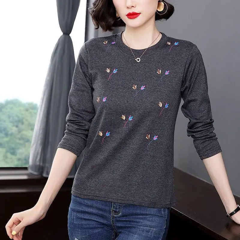 New Printing Casual Tops Ladies Interior Lapping O-neck Women\'s Clothing Simplicity Pullovers Long Sleeve Undercoat T-Shirts