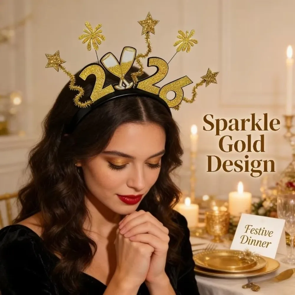 

Hair Band Plastic 2026 Firework Hairband Sequin Headwear New Year Hair Clip Star Strip Non-slip Head Buckle New Year's Eve
