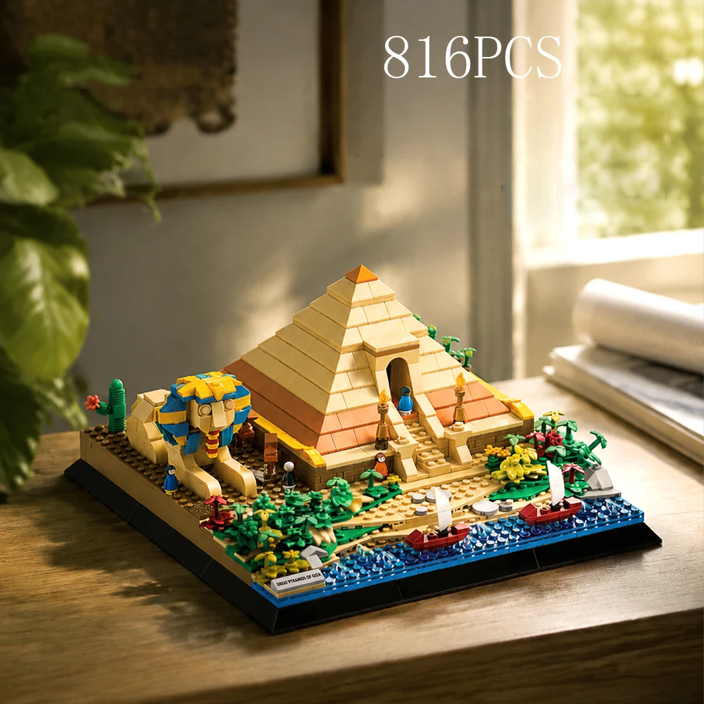 World Famous Historical Architecture Model Giza Pyramid Cairo Egypt Assembly Building Block Educational Toys Brick Collection