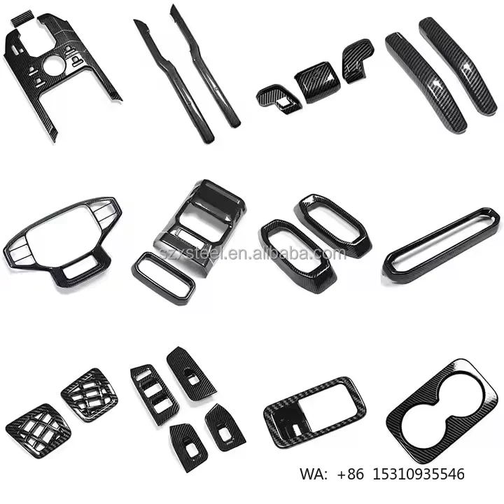 For Car Interior Modificationsteering Wheel, Navigation, Gearshift, Carbon Fiber Texture, Center Console Decoration Accessories