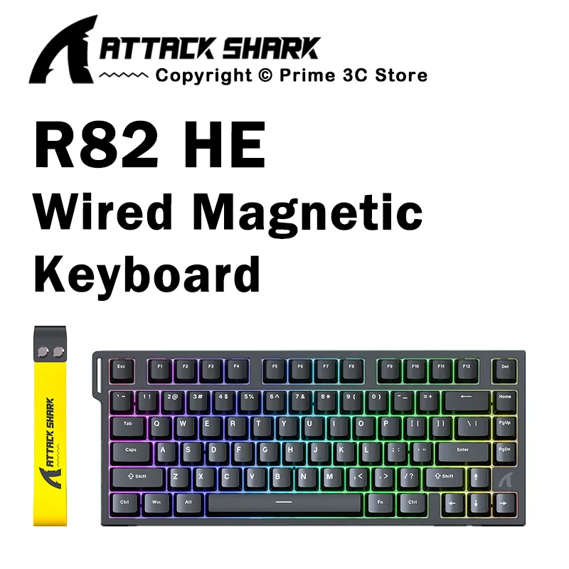 

ATTACK SHARK R82 HE Wired 75% Magnetic Keyboard RGB 8000Hz Rapid Trigger 0.005mm Actuation Gaming Keyboard