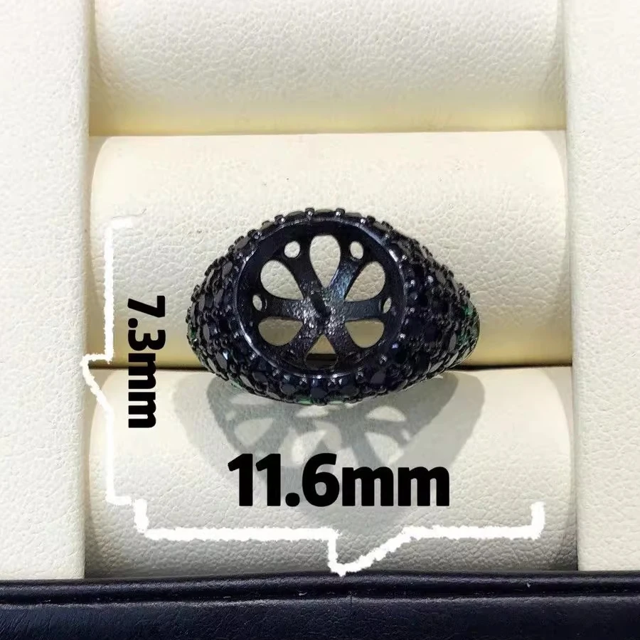 MeiBaPJ 12mm Freshwater Pearl RING Fashion Black Zircon Holder Ring DIY 925 Silver Setting Fine Wedding Jewelry for Women