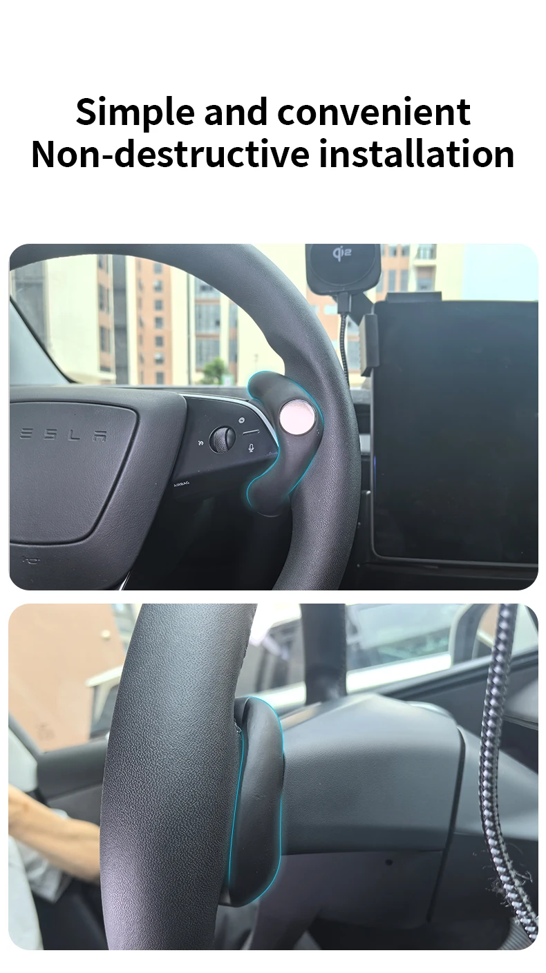 Für Tesla Neues Modell Y Juniper Modell 3 Highland 2025 2026 Lenkrad-Kraftverstärker Drehknopf Sicherheits-Auto-Zubehör – Detail 6