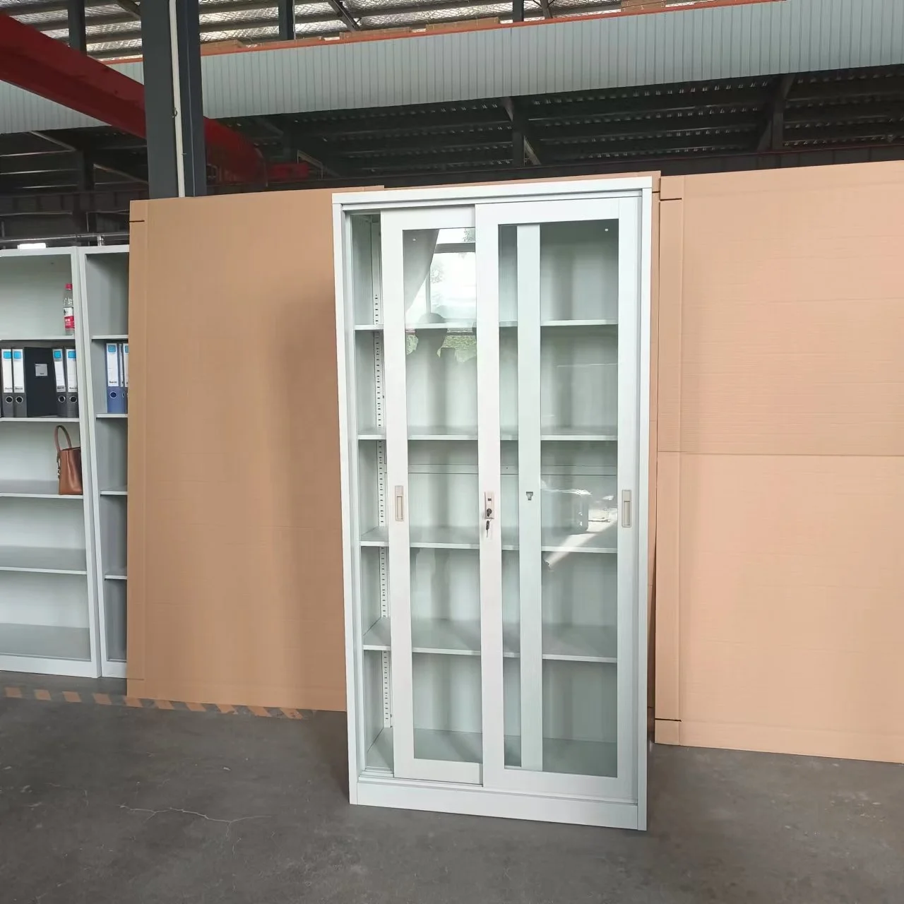 خزائن تخزين مكتبية معدنية باب زجاجي خزانة ملفات خزانة تخزين باب زجاجي متأرجح خزانة تخزين الملفات #6