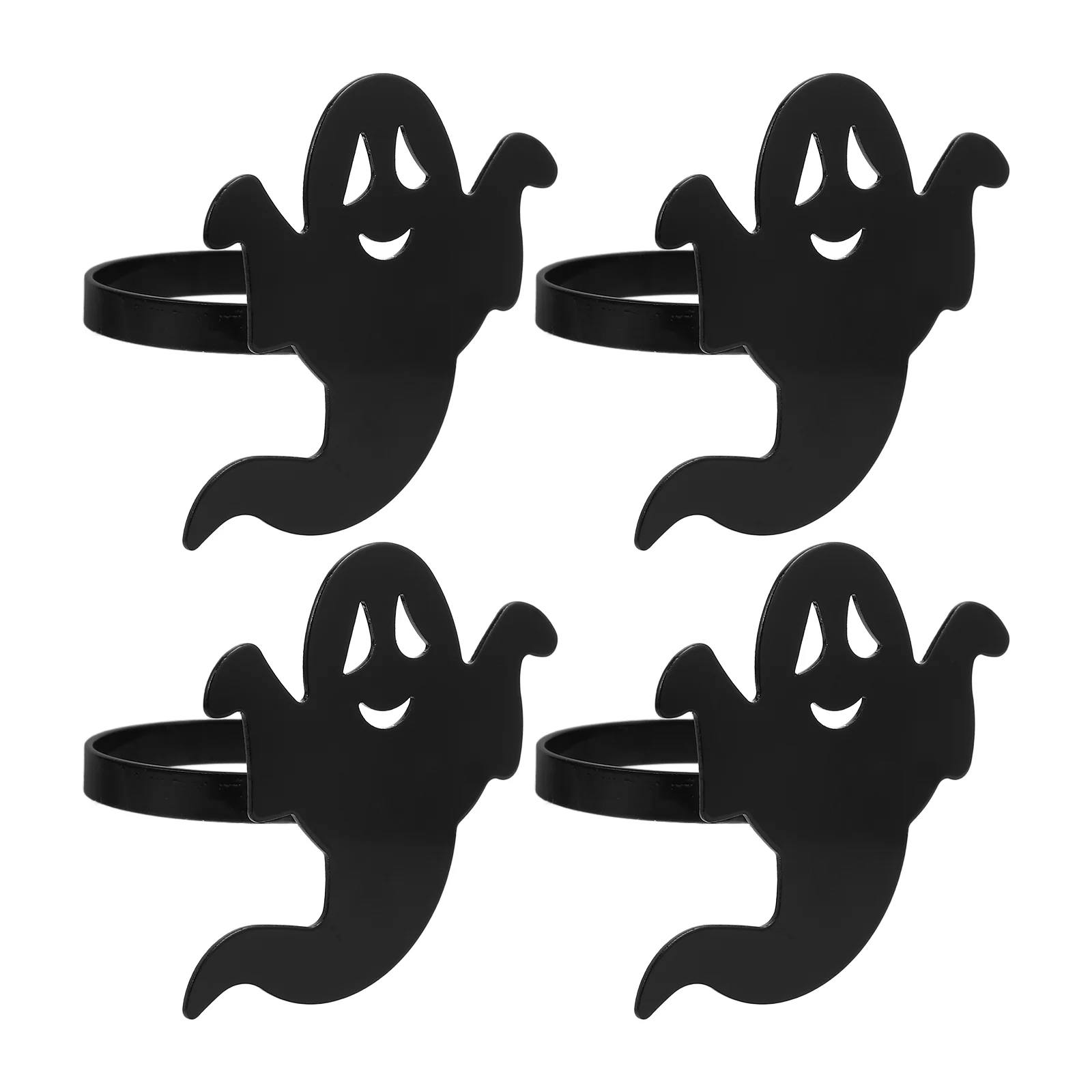 4 Pcs Ghost Napkin Rings Halloween Buckle Metal Alloy Decors Paper Circle Spoof