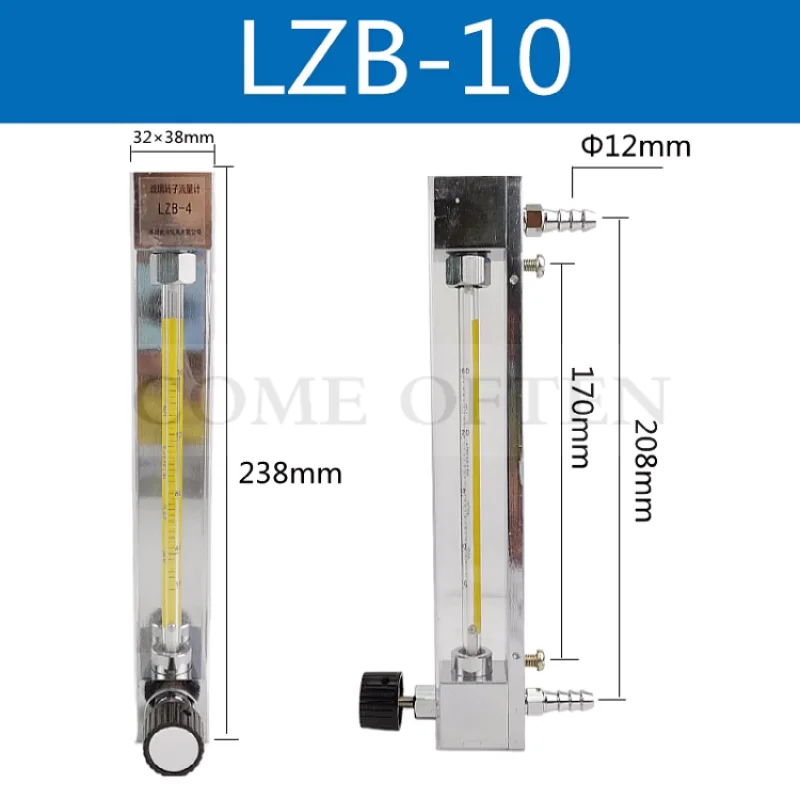 LZB-10 LZB-6/4 Float Flowmeter Glass Rotor flowmeter Water Liquid Gas Air 250-2500L/h