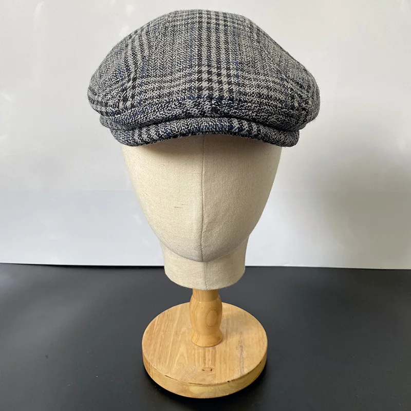 

Vintage Men Beret Newsboy Hats Classic Painter Hat Western Caps Wool Berets Flat Brim Adjustable Men Spring Autumn Street Cap 22