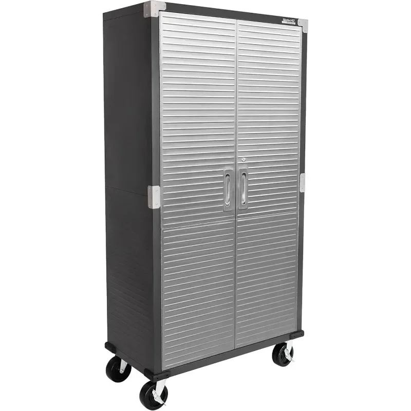 Seville Classics Steel Rolling Locker Organizer Lockable Metal Storage Cabinet with Adjustable Shelves for Garage