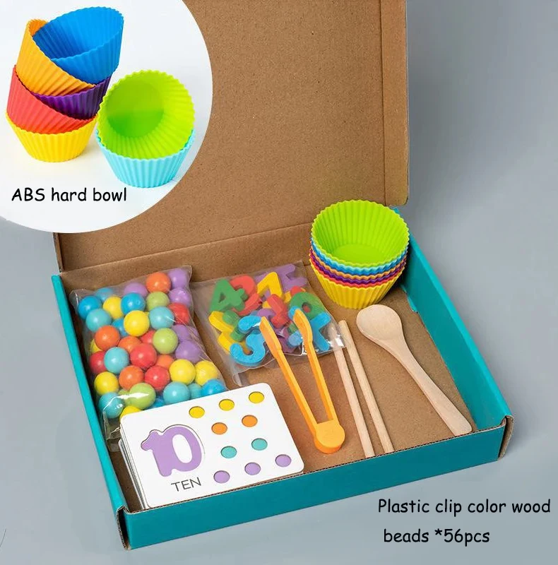 レインボー木製ビーズクリッピングゲーム色分類ベビーモンテッソーリ教育学習数学おもちゃ子供のための細かい運動能力