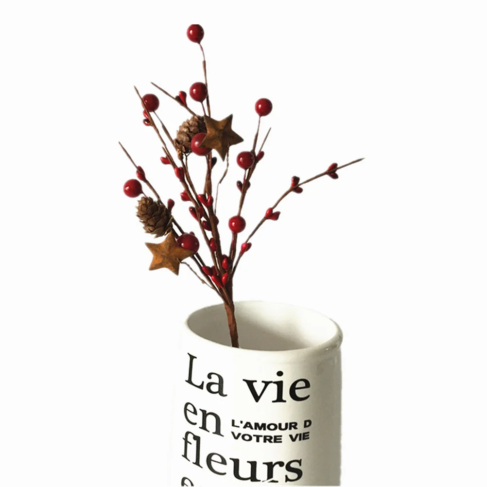 

2pcs Decorative Flower Branches Lifelike Simulation Berry Faux Plant For Home Office Wedding Decoration Photography Props