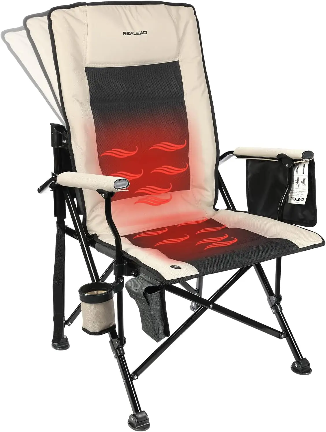 Heated Camping Chairs - Fully Padded - Heated Folding Chairs for Outdoor Sports - Supports 400 lbs - Portable Heated Outdoor Cam