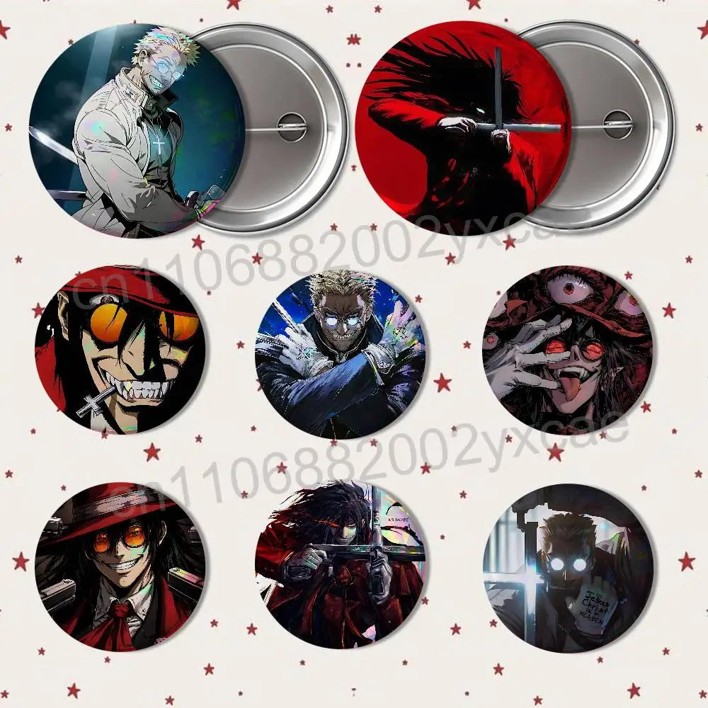Insignias y Broches Redondos Exquisitos de Alexander Alucard Hellsing, Accesorios Creativos para Ropa, Sombreros y Mochilas, Regalo Ideal