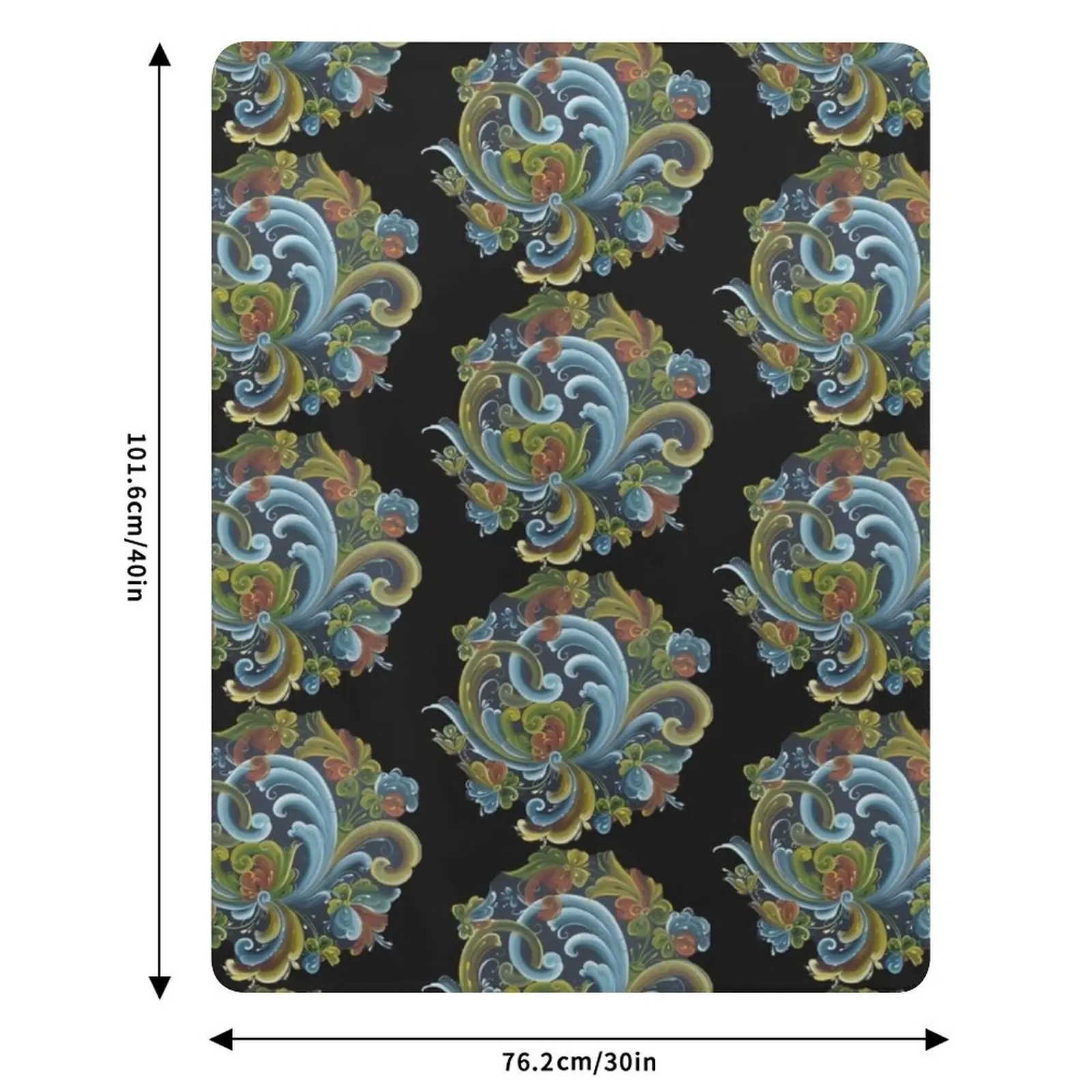 Traditional Norwegian Telemark Rosemaling Throw Blanket Sofa Throw Flannel Plush Cute Plaid Single Extra Large Throw Blankets
