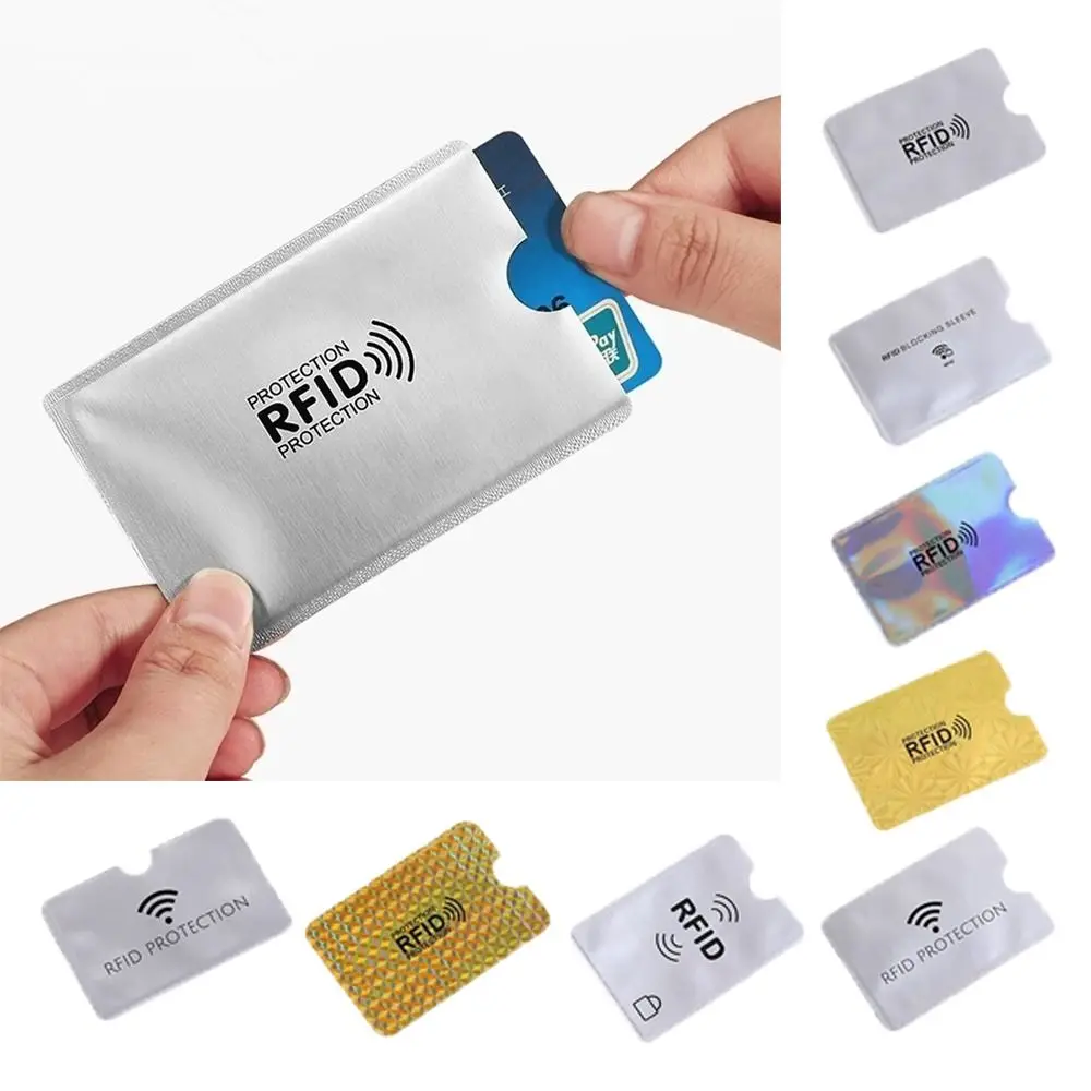 Estuche de bloqueo NFC para tarjetas de identificación, soporte de tarjeta Anti RFID, bloqueo de lector antirrobo, papel de aluminio ligero, 10 piezas