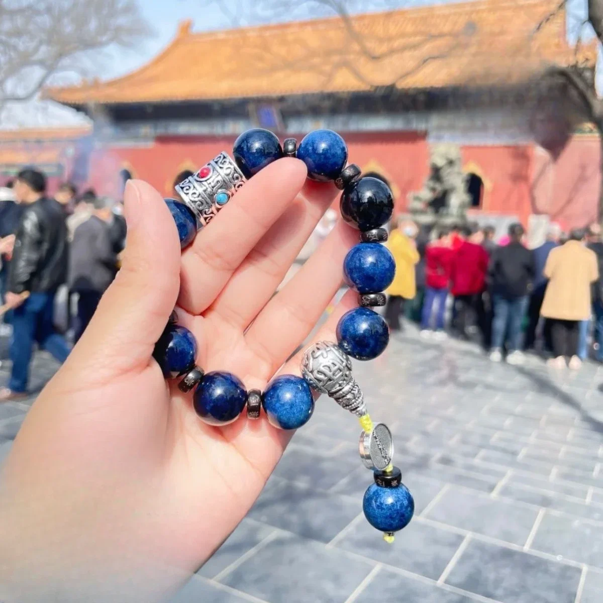 New Fragrant Gray Porcelain Duobao Custom Bracelet Glass Bead Good Luck Fortune Bracelet Girlfriends' Gift Girlfriend Ornament