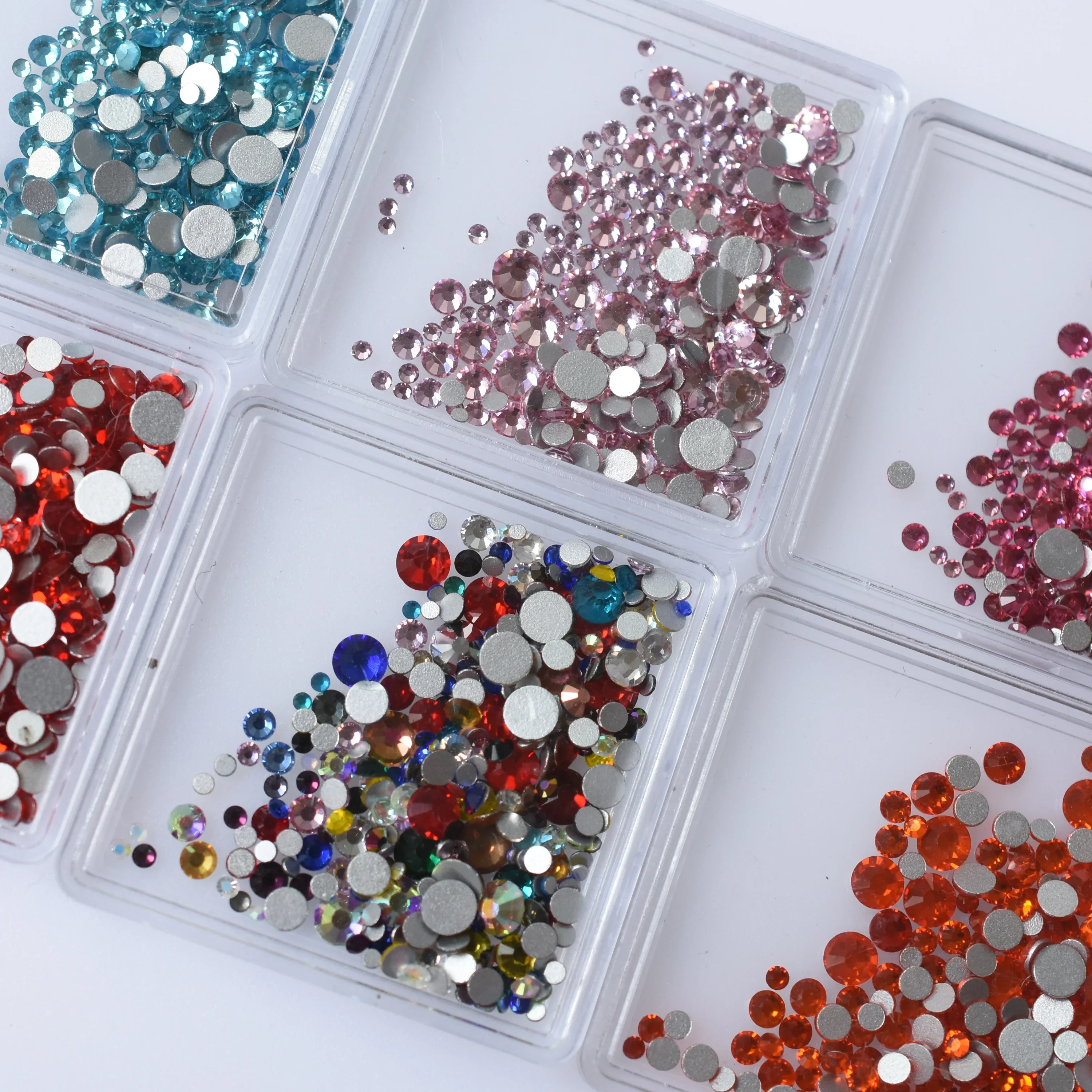 1Box Mixed Size SS4-20 Nail Art Decorations Glass AB Crystal Rhinestones FlatBack Diamond Gems 3D DIY Glitter Red Green Black