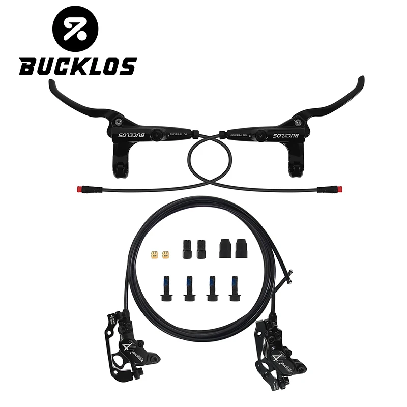 BUCKLOS HD-E735 E-Bike Hydraulic Brake 1150mm 1950mm 4-Piston Power Off Hydraulic Brake for Ebike Scooter MTB Bicycle Parts