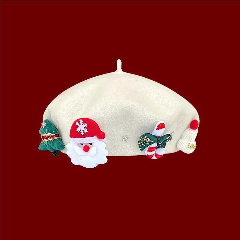 عناصر عيد الميلاد الحلوة قبعة صغيرة من الصوف الأحمر مناسبة لدفء الشتاء وقبعة فنية متعددة الاستخدامات #3