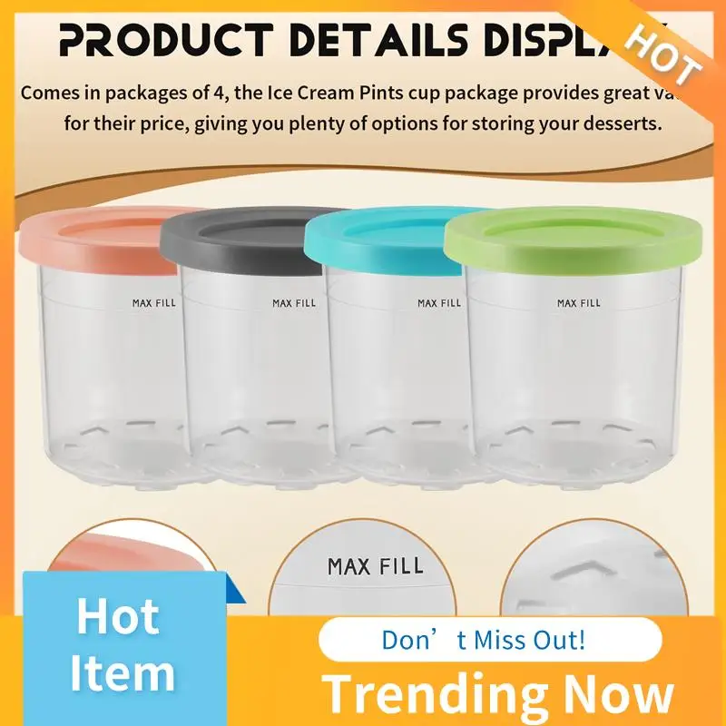 BBNV-Copa de pintas de helado, recipientes de helado con tapas para pintas de Creami Ninja NC301 NC300 NC299AMZ Series máquina para hacer helados