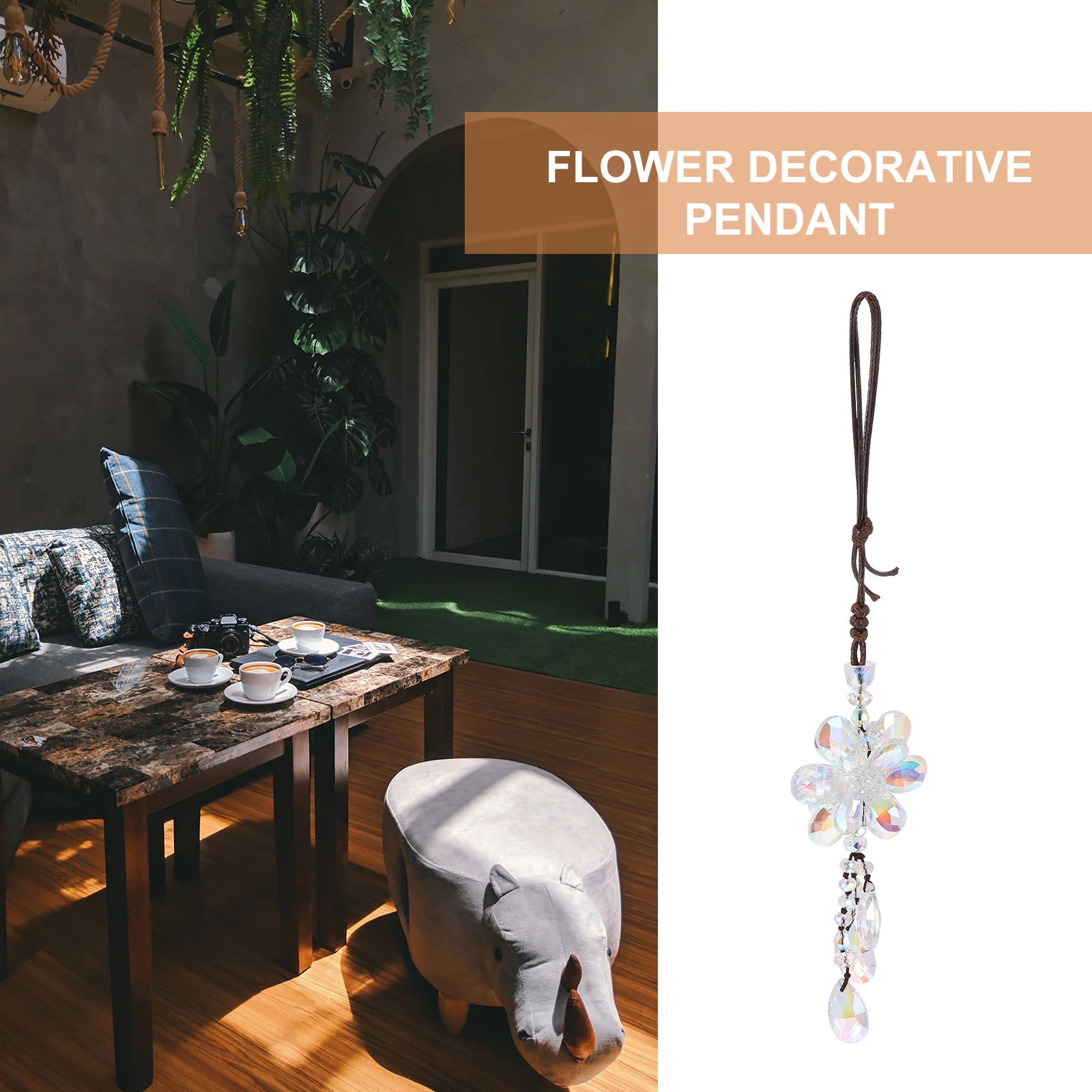 

1pc Crystal Luck Flower Pendant Chic Vehicle-Mounted Home Hanging Decoration Stylish Car Adornment Elegant Auto Pendant Creative