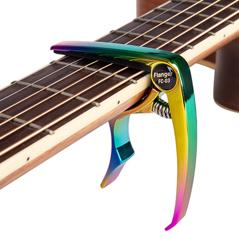 

Metal Guitar Capo Quick Release Durable Tone Changer For Acoustic Electric Ukulele Rainbow Color Easy Adjust Professional Use