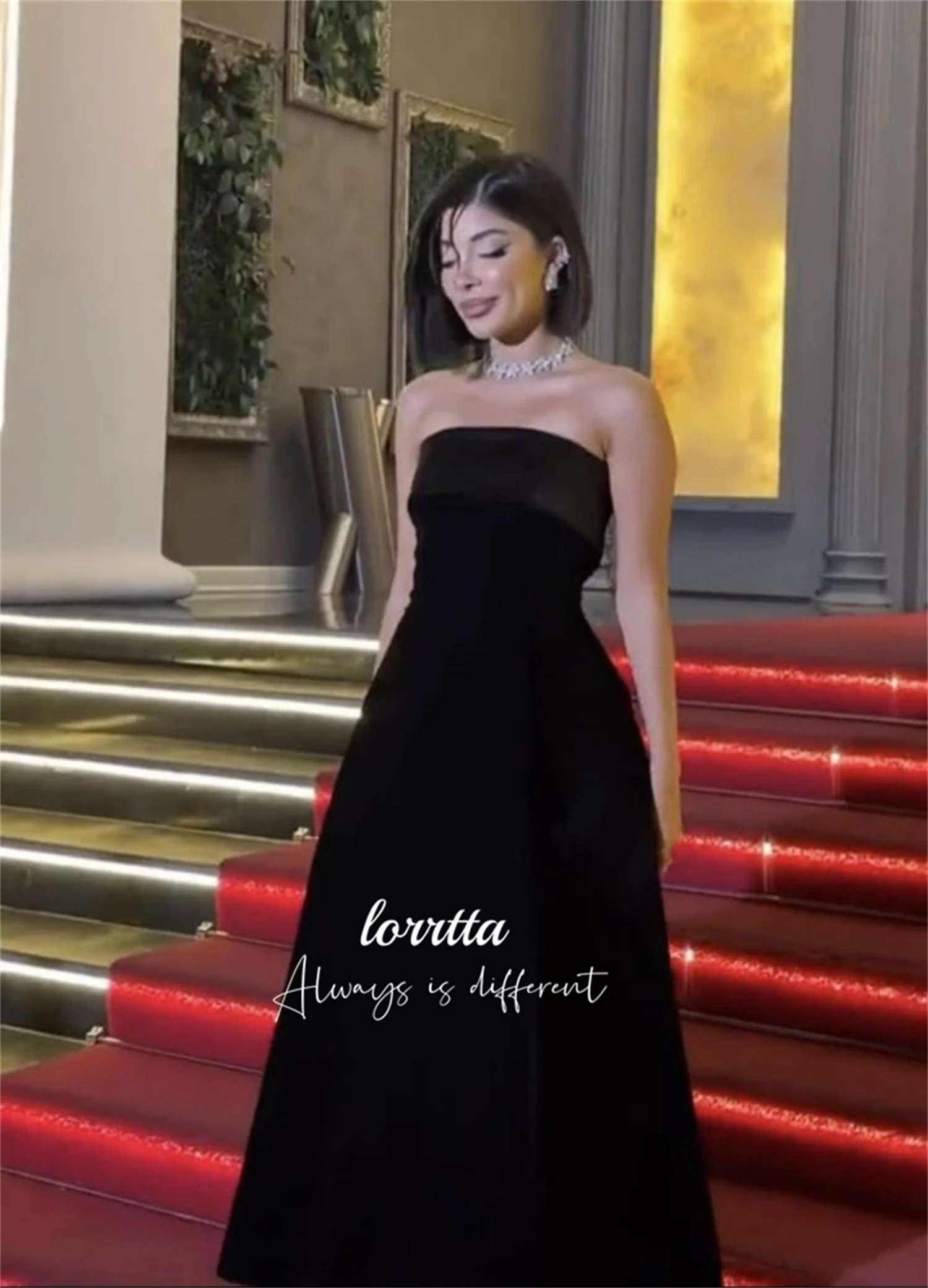 

Lorrtta Line A Evening Dress Velvet Black Elegant Party Dresses 2024 Woman Prom Wedding Sharon Happy Graduation فساتين سهرة