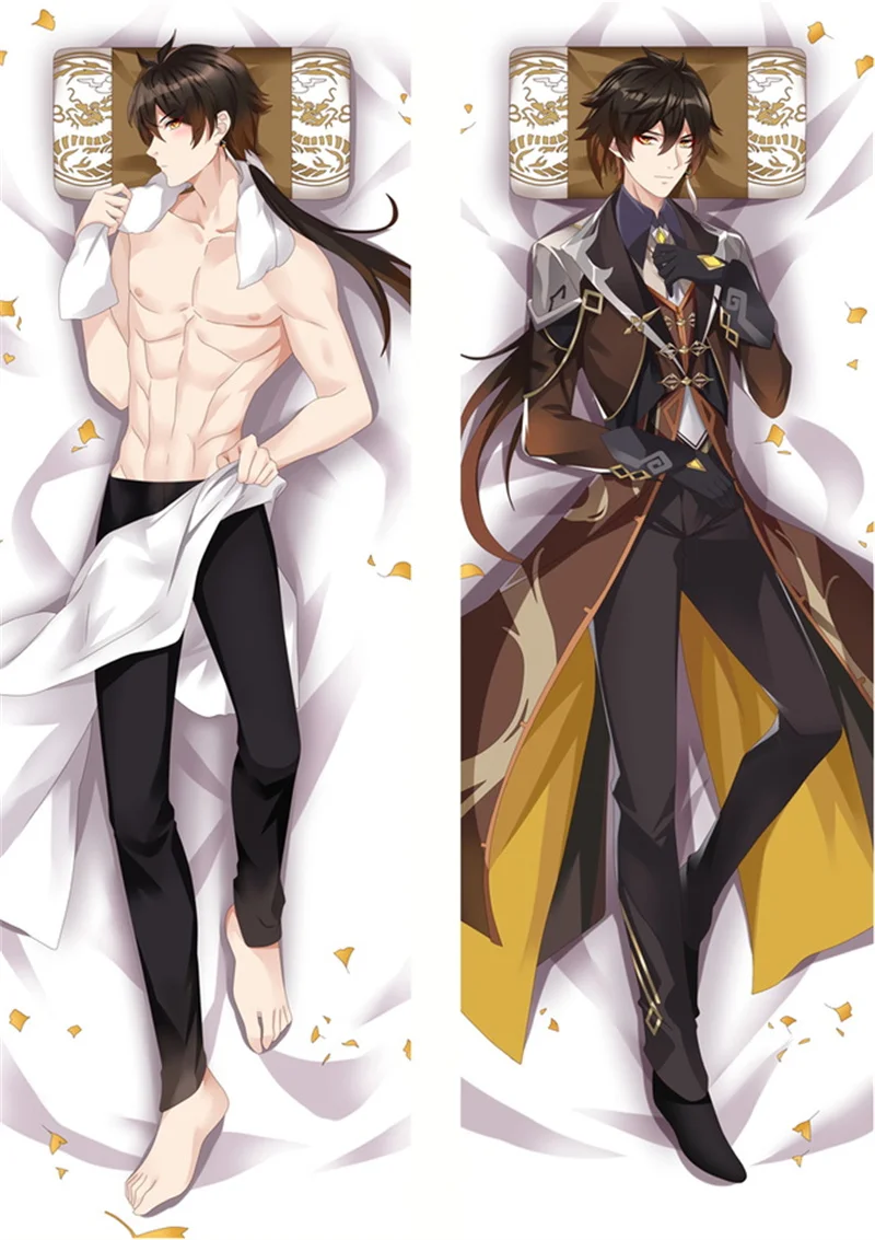 

50*180CM Anime Genshin Impact Zhongli Character Dakimakura Anime Body pillowcase Hugging Long Male Pillow cover Sexy Pillowcase