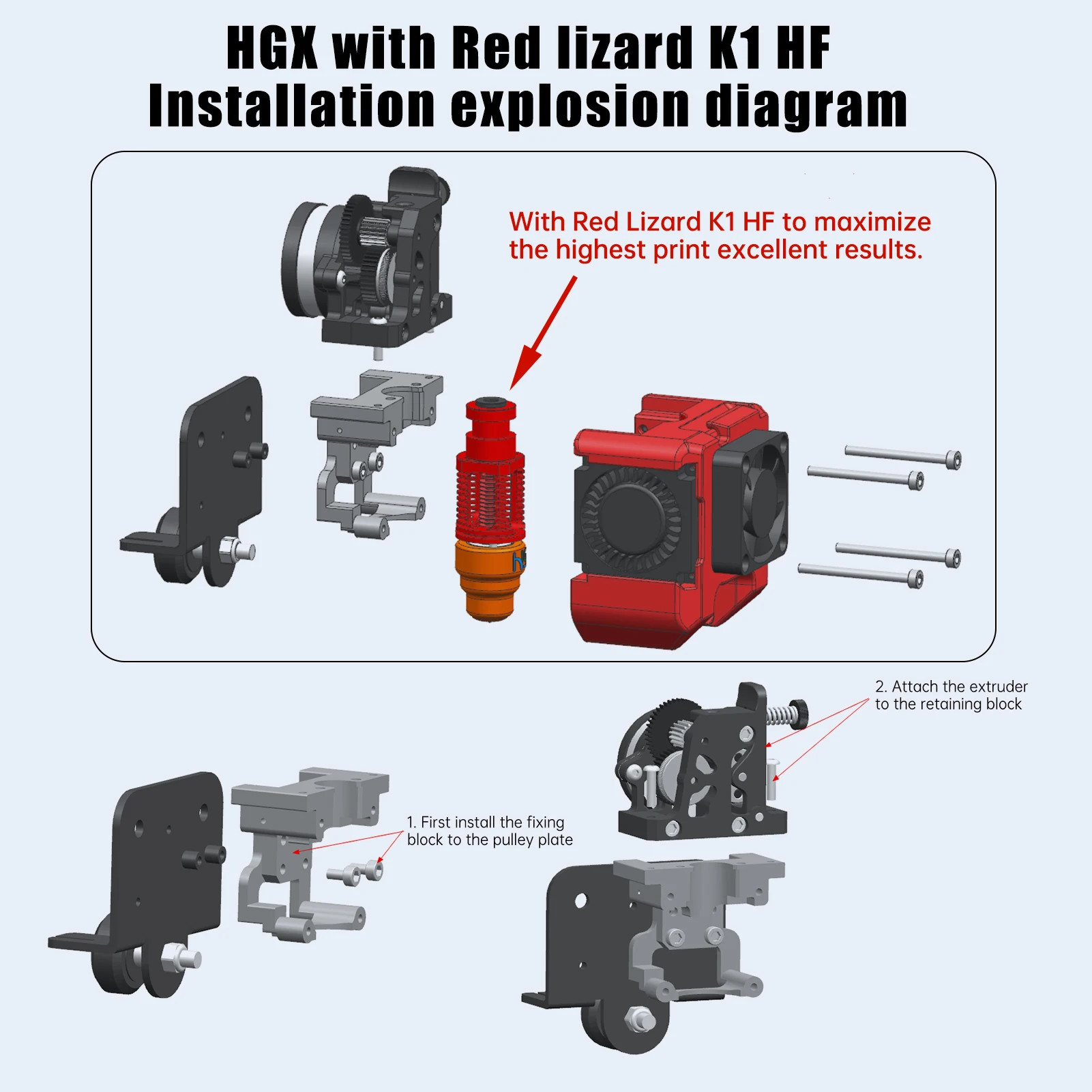Haldis 3D-Drucker Zubehör Hochwertiger Gehärteter Stahl HGX-LITE-Extruder-Getriebesatz, Kompatibel mit Ender-3/Ender-3 – Detail 18