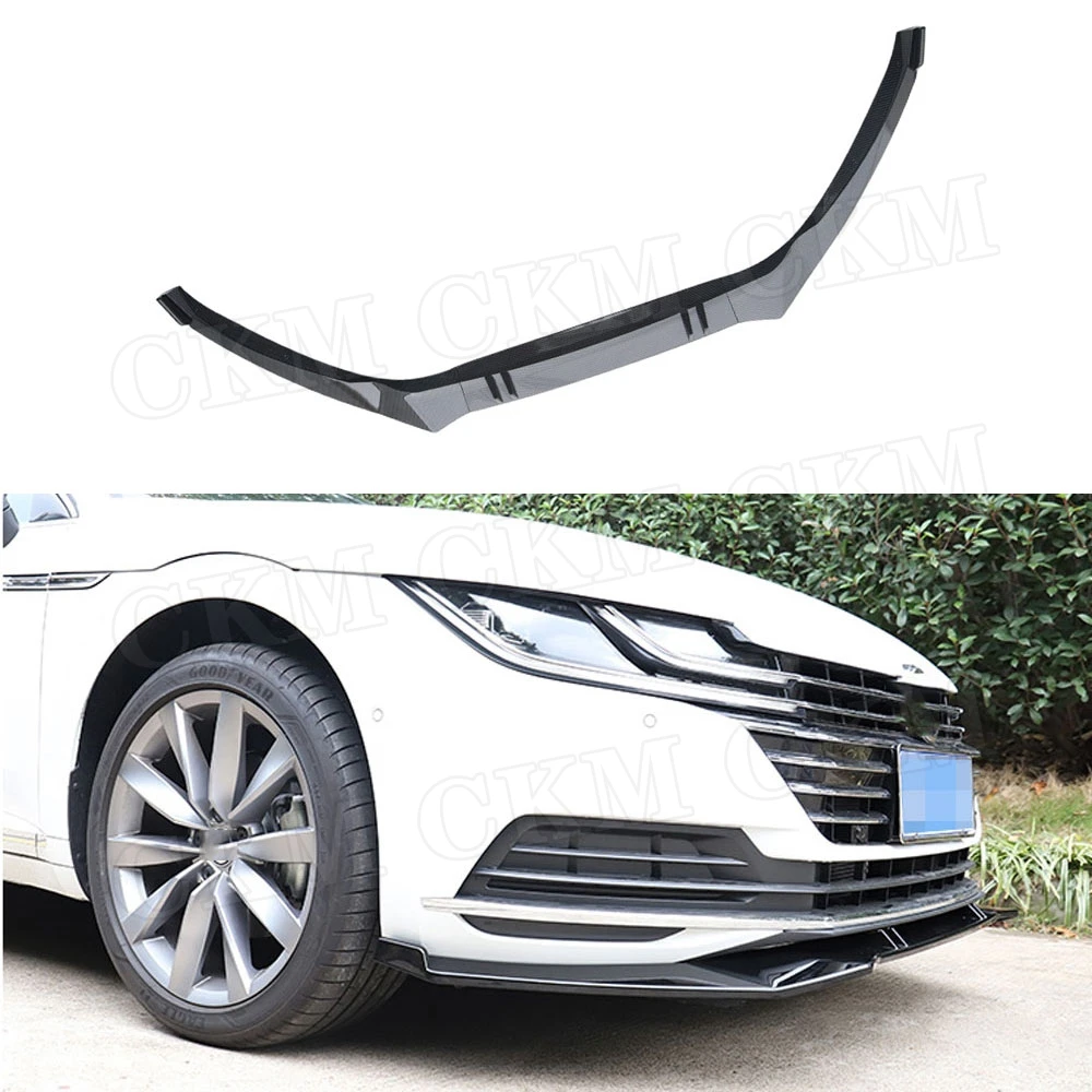 

CKMUUER Car Head Bumper Chin Aprons Guard Front Lip Spoiler For Volkswagen VW CC 2019 2020 Carbon Look Black Car Styling
