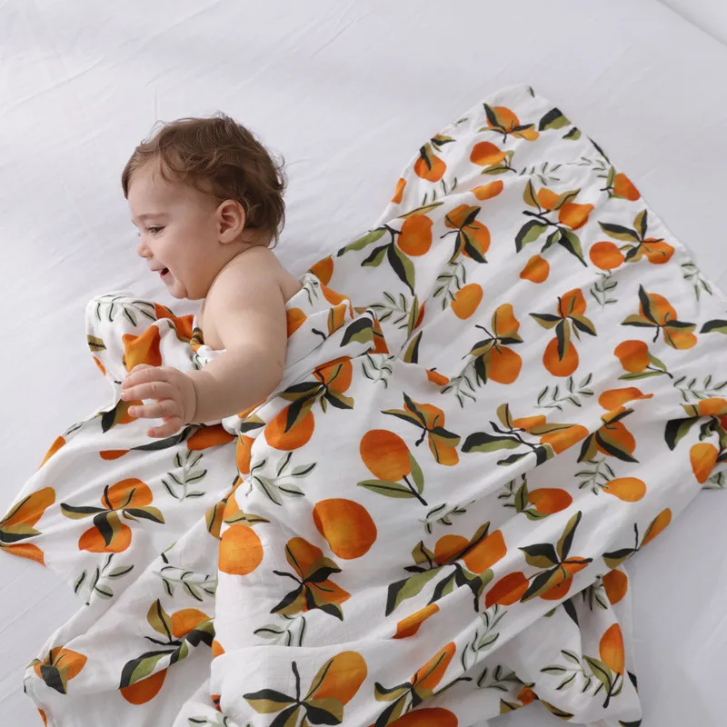 Spring summer Baby blanket Bamboo Cotton Baby Muslin Print Swaddle Blanket Cute Baby Bedsheet 1pcs/pack