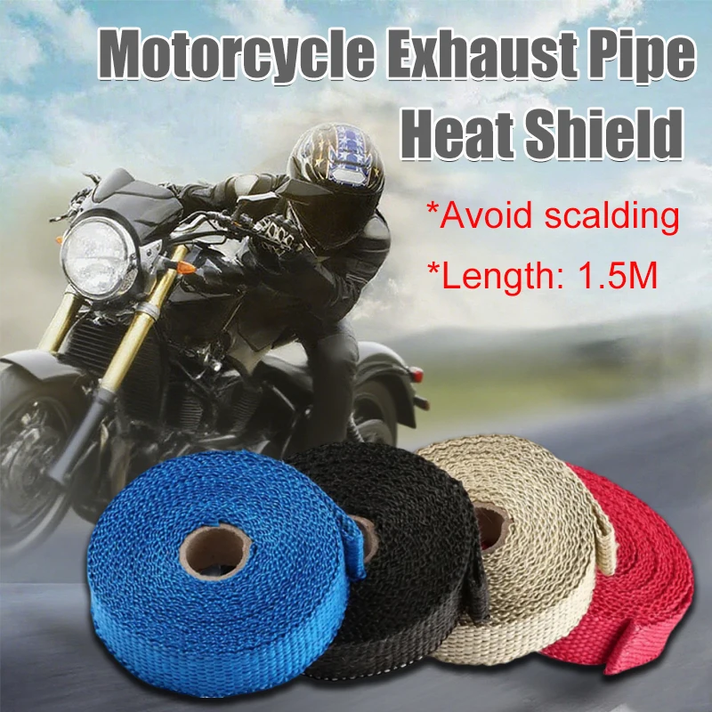

Motorcycle Exhaust Pipe Heat Protection Cloth 1.5metres Car Muffler Heat Insulation Tape Fireproof Silencing Auto Accessories
