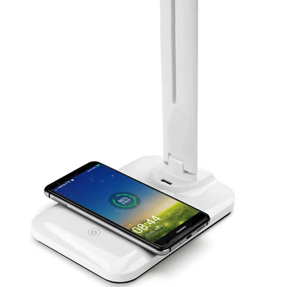 

Wireless Charging Desk Lamp 3 Gears Dimming Eye Protection Foldable Table Light LED Touch Control Study Work Lighting White Easy