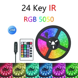 5M LED RGB Colour Light Strip USB Rechargeable IR Remote Control DIY Room Decoration Light Strip Party Party Ambient Lights