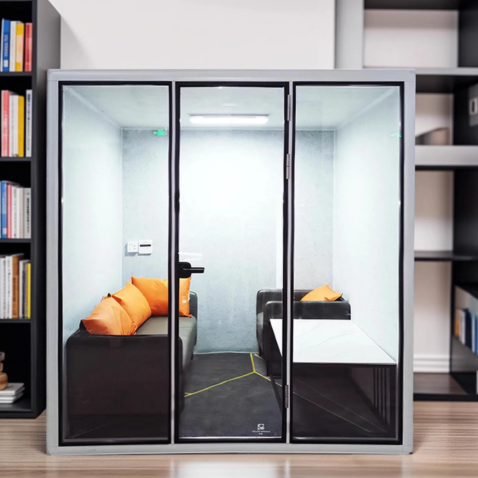 Customizable Home Movable Soundproof Phone Booth Cabin Silent Steel Frame Office Reception Mobile Warehouse Assembled Features