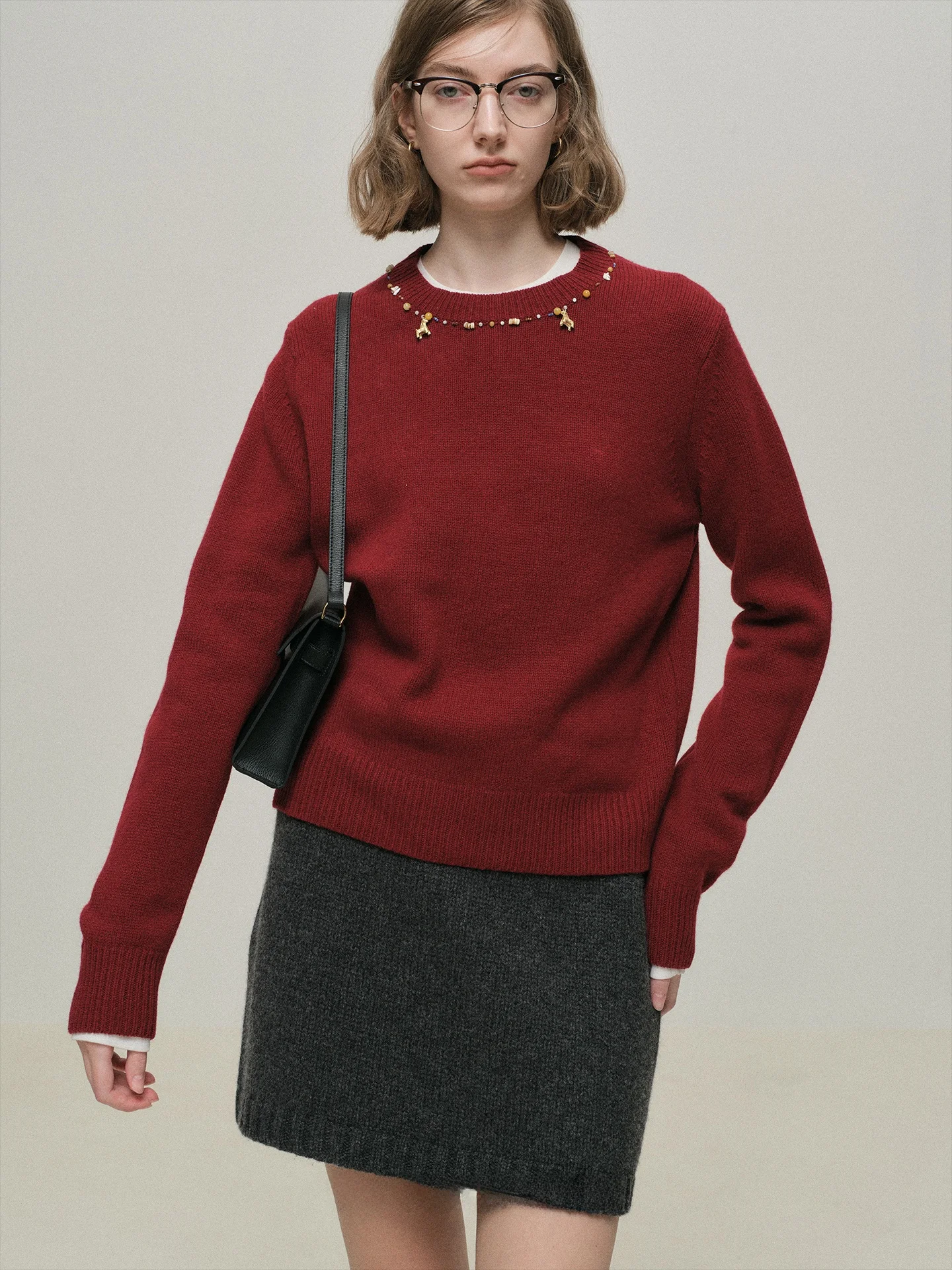 

Limited Edition Year Handmade Knitted Woolen round Neck Warm Top Original Design Moi Merino Wool Fashionable