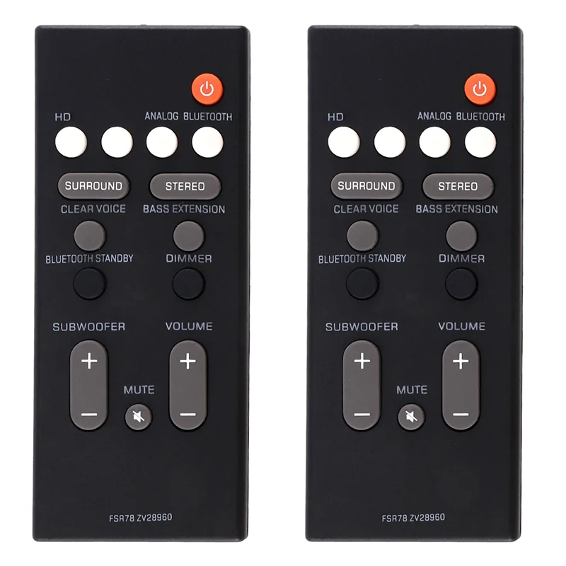

2X Remote Control FSR78 ZV28960 For Yamaha YAS-106 YAS-207 ATS-1060 YAS-107 ATS-1070 Bluetooth Soundbar System-Y47A