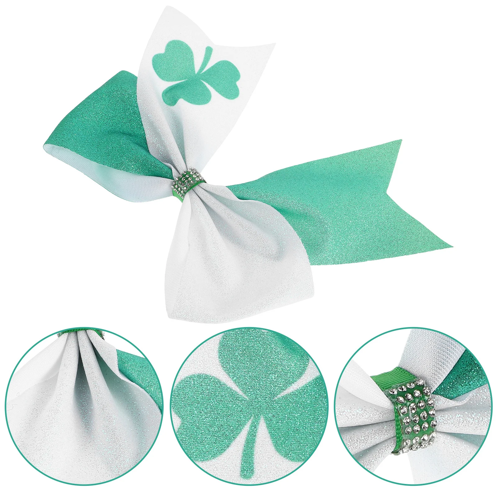 

Clover Hair Clip Irish Barrettes Bow Alligator Clips Flower Green Glitter Accessories for