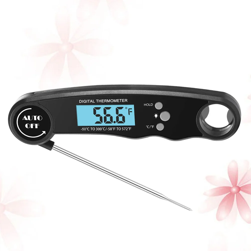 

Electronic Foldable Food Thermometer Black Practical Kitchen Cooking Bbq Meat Digital Thermometer Fast Accurate Readings