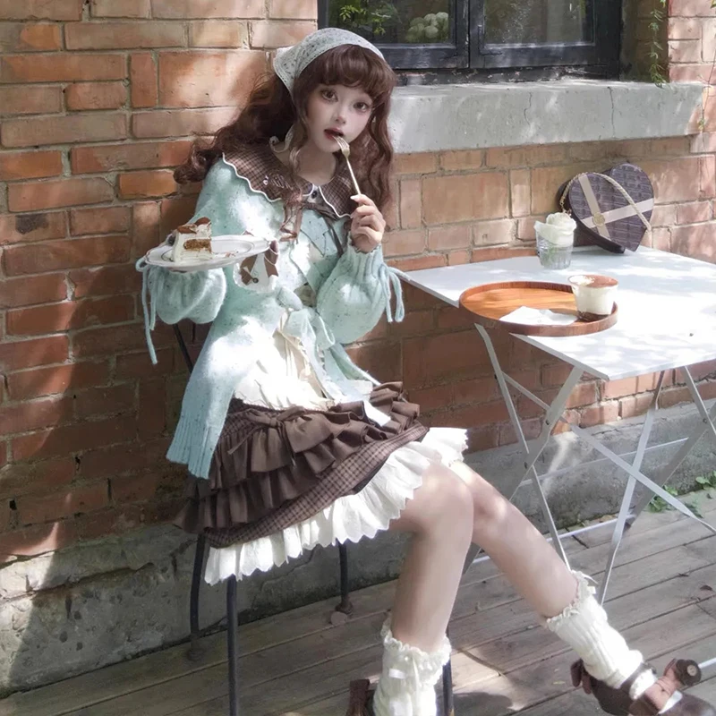 Japanse Zoete Lolita Mini Rokken Vrouwen Y2K Kawaii Kant Patchwork Boog Taart Rok Femme Hoge Taille Preppy Alle Match Een Lijn Rokken