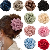 16 Colors Sweat Medium Size Cotton Fabric Rose Flower Hair Claw Clips for Women Korean Ctach Shark Clamp Hair Accessories 2024